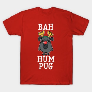 Bah Hum Pug - Black T-Shirt